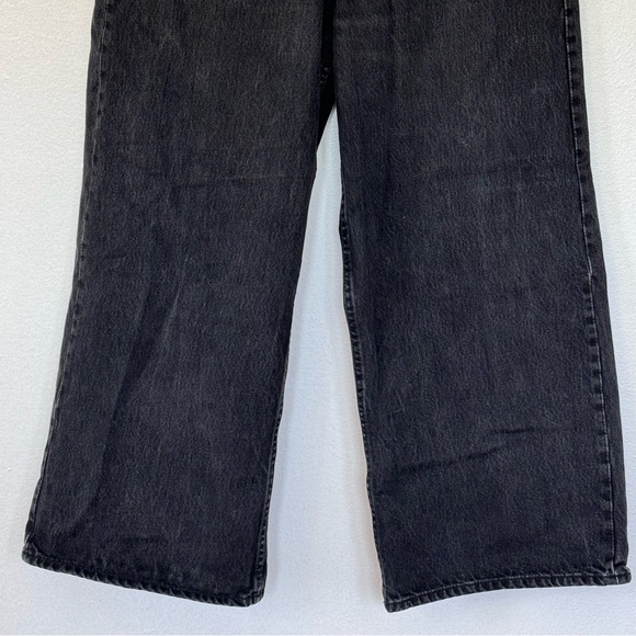 Zara Loose Fit  Wide Leg Crop Length Black Jeans Sz 8 - Picture 6 of 11